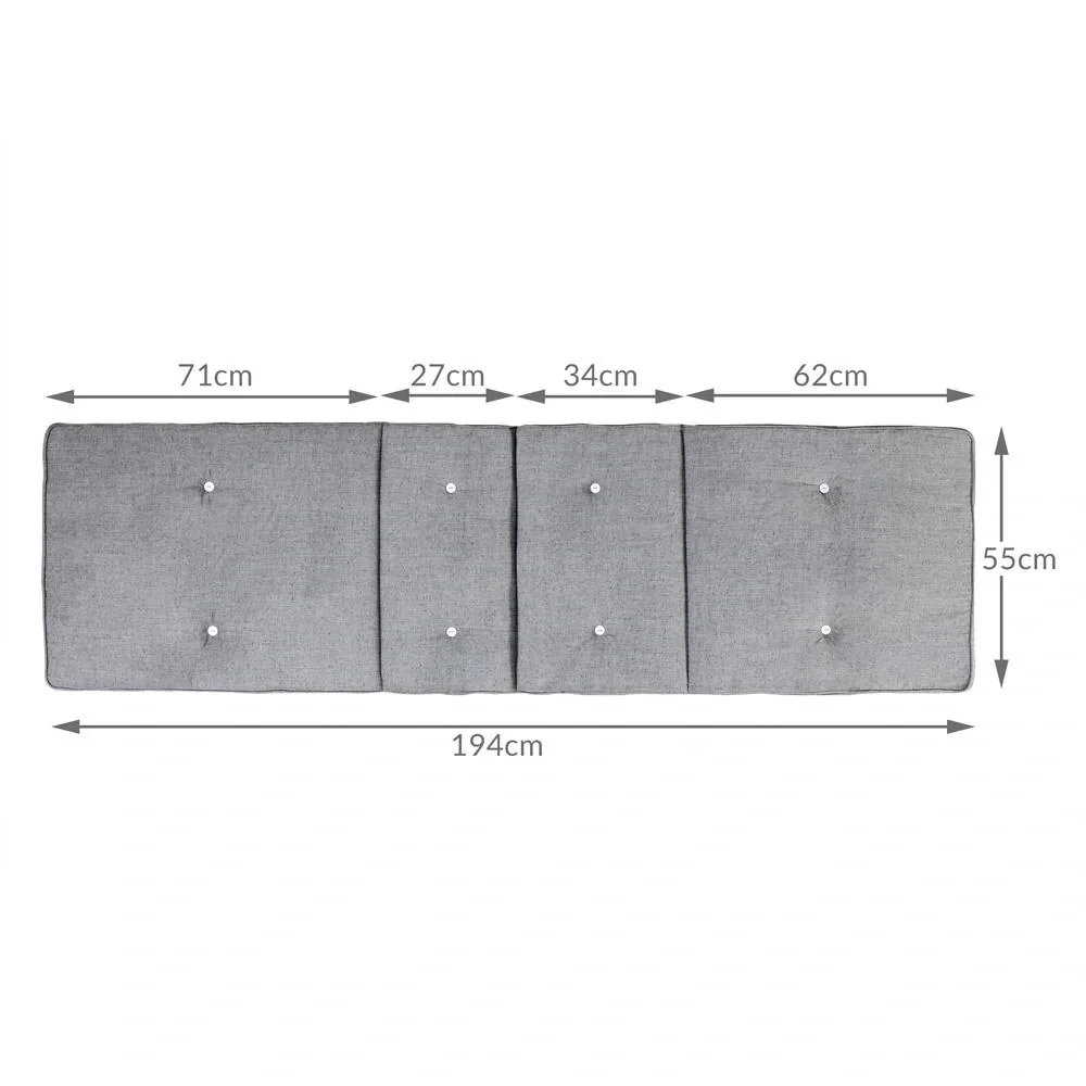 Garten-Kissen - Für Liege - 196x55x5cm - Grau