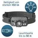 Kopfleuchte mit Gestensteuerung, wiederaufladbar, dimmbar, fokusierbar