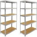 2 Stück Metall-Lagerregal / Regaleinheit mit 5 Fachböden - 875kg Kapazität - (BxTxH) 90x40x180cm - 175kg pro Fachboden