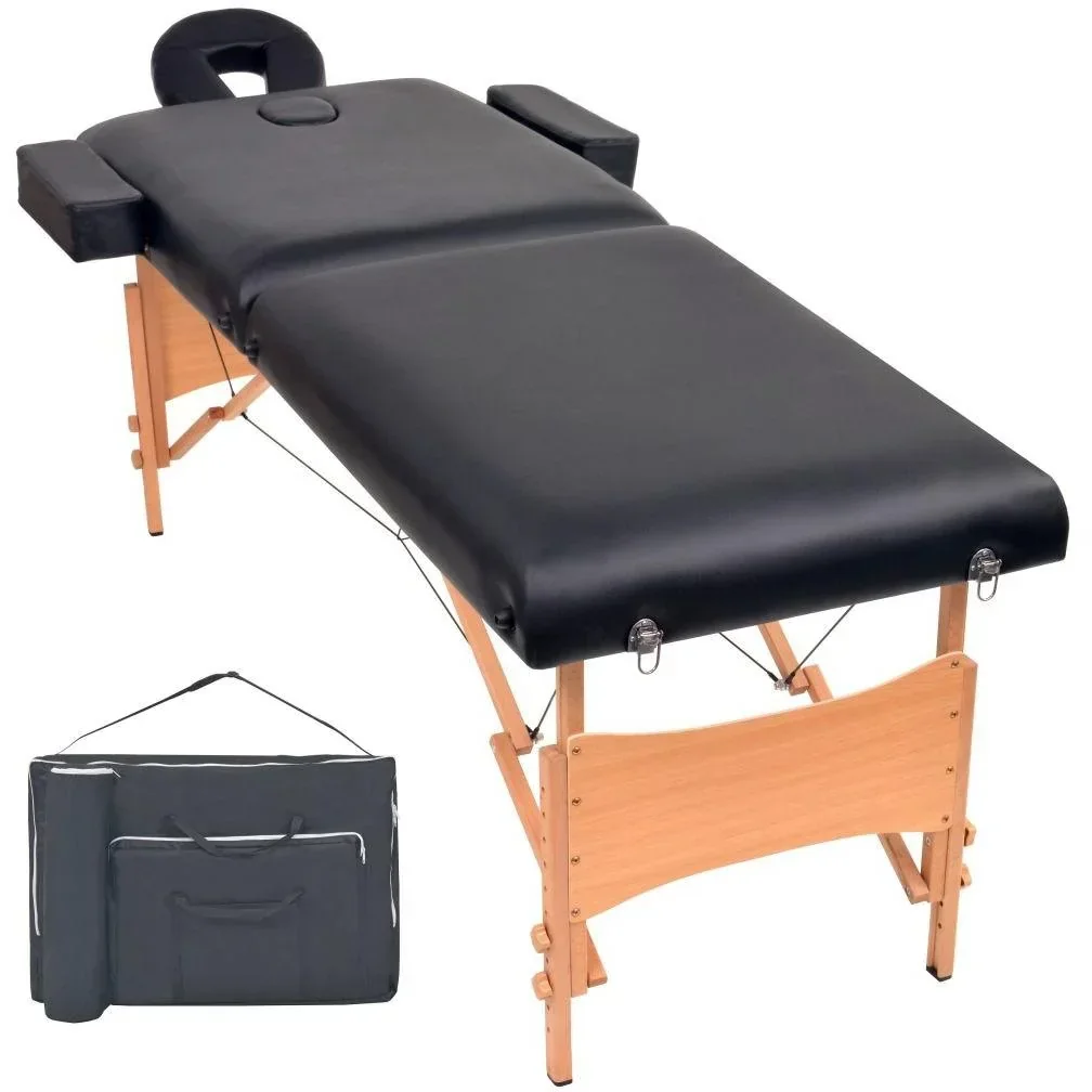 Klappbare Massageliege 2 Zonen 10 cm dick schwarz
