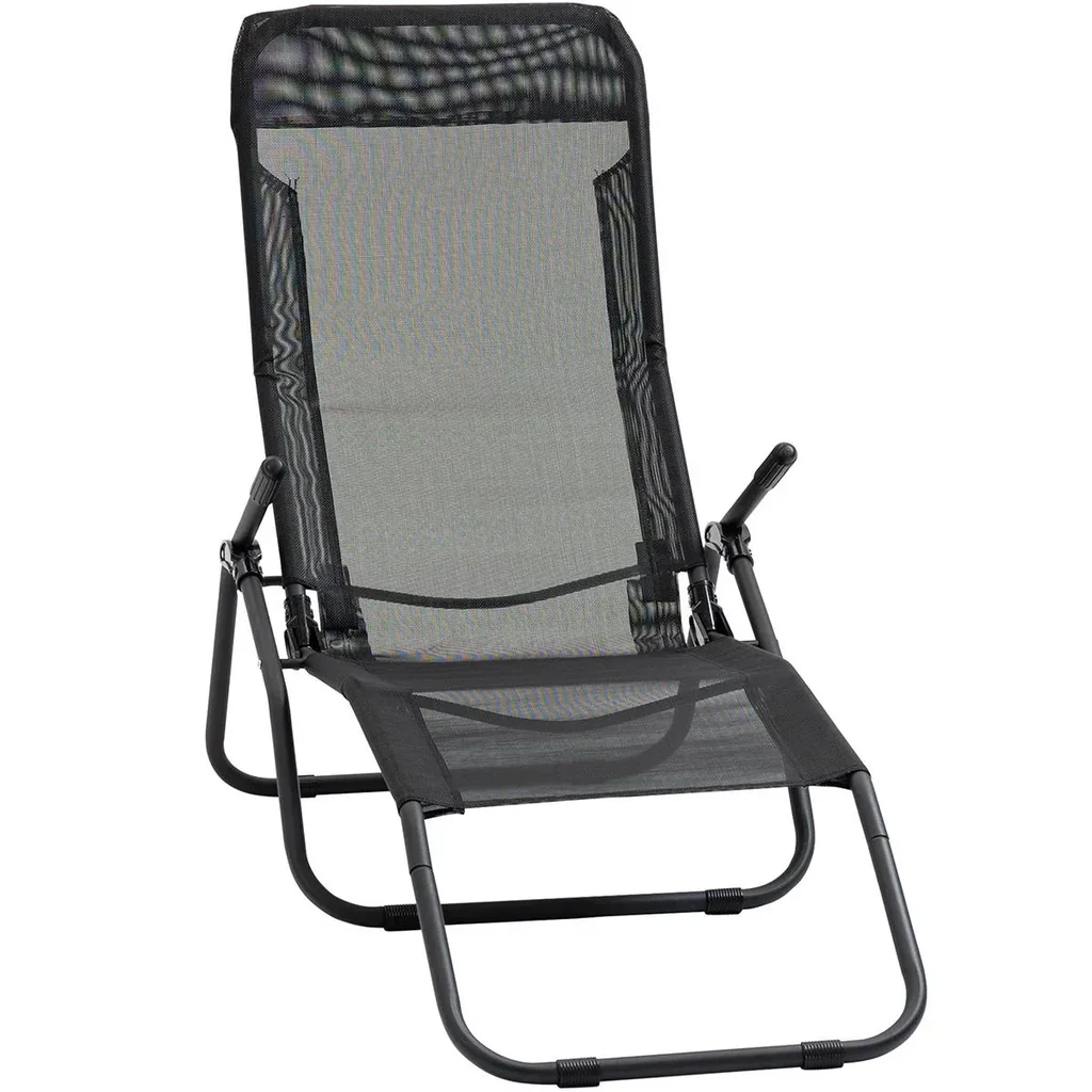 Liegestuhl klappbar Sonnenliege Gartenliege verstellbar Textilene Stahl Schwarz 62 x 143 x 97 cm