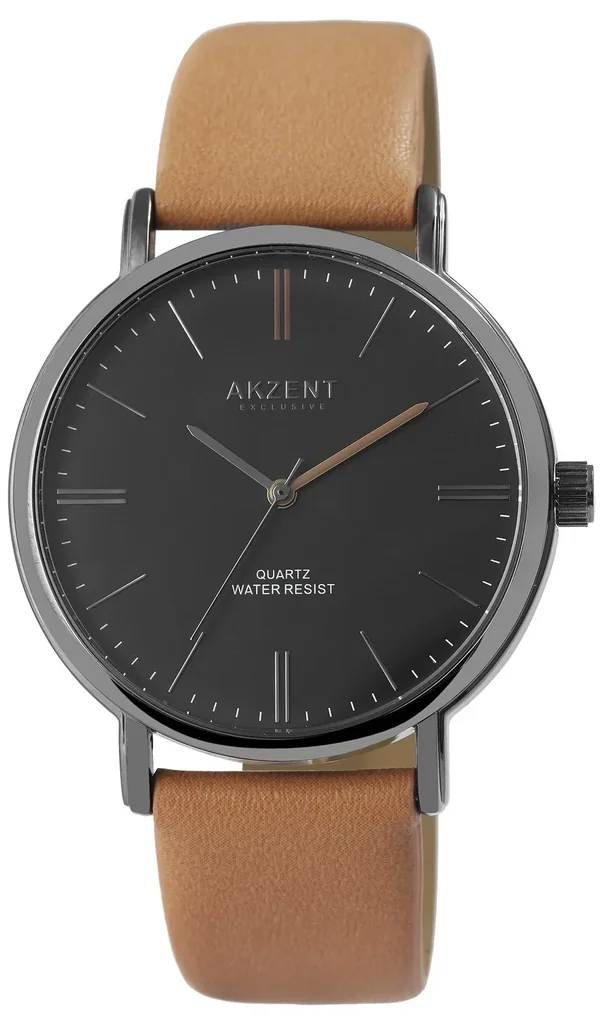 Herrenarmband mit braunem Armband in edler Lederoptik