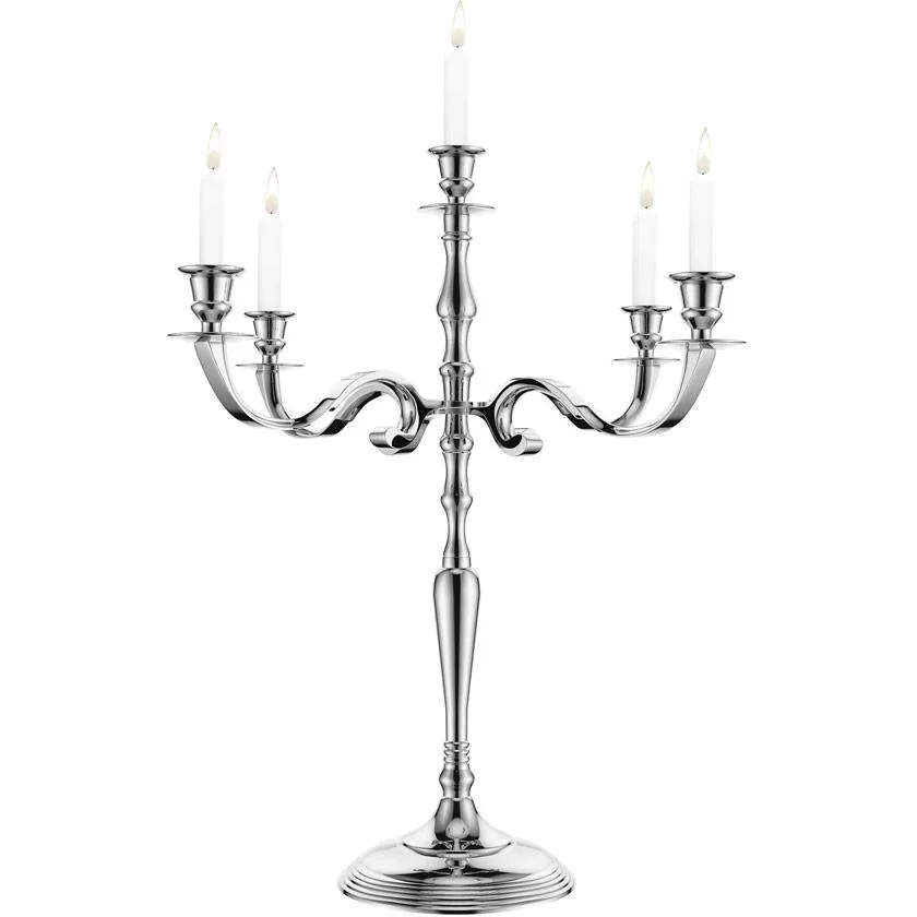 Kerzenständer silber glänzend Aluminium 40cm 5-armig Kandelaber