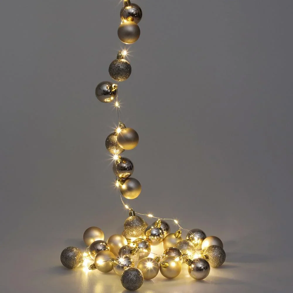 Weihnachtsbeleuchtung Kugeln 40-LED - Champagner - 2m