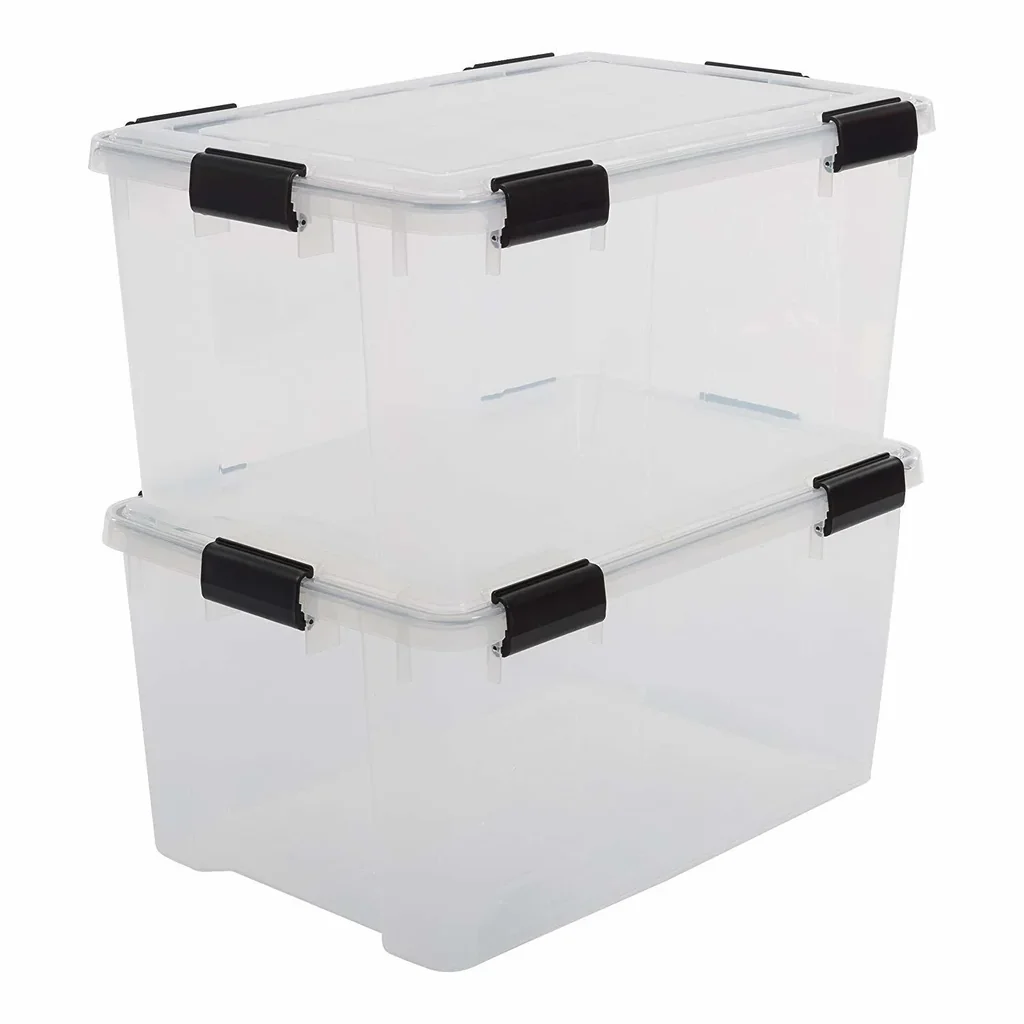 Wasserdichte Aufbewahrungsbox, transparent, 50 Liter, 2er Set