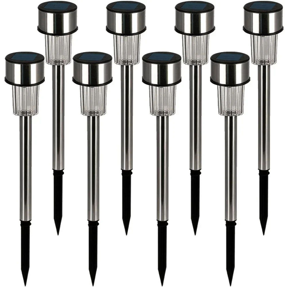 LED Solarlampen 8er Set - Edelstahl - Gartenbeleuchtung - Strahler- 31cm - Verschiedene Farben