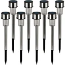 LED Solarlampen 8er Set - Edelstahl - Gartenbeleuchtung - Strahler- 31cm - Verschiedene Farben