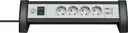 Steckdosenleiste Premium-Office-Line 4-fach mit 2 x USB, schwarz/grau