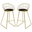 2-tlg. Barhocker Küchenhocker mit Rückenlehne Kunststoffstifte für Küche Esszimmer Metall Samt-Touch-Polyester-Gewebe Sc