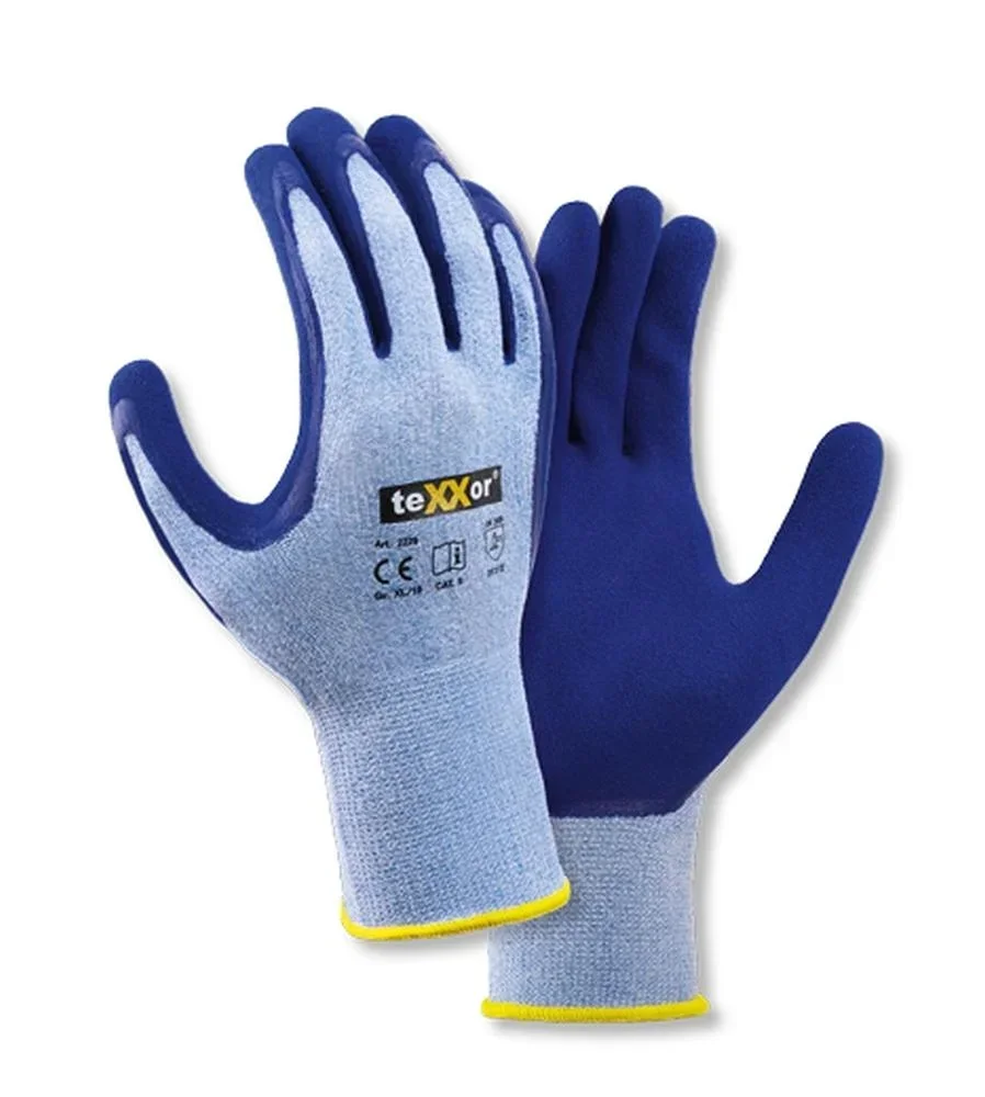 Polyester-Strickhandschuh LATEX hellblau meliert/ mittelblau Gr. 10