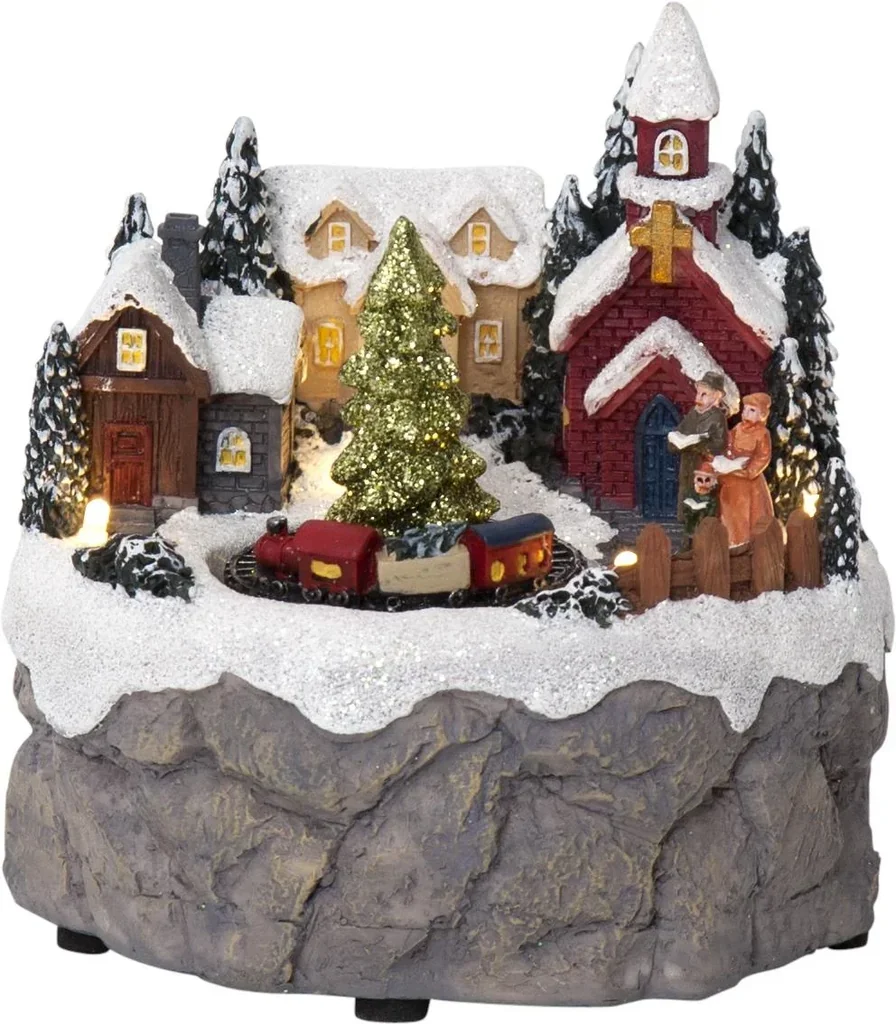LED Weihnachtsszene "Dorf mit Zug"
