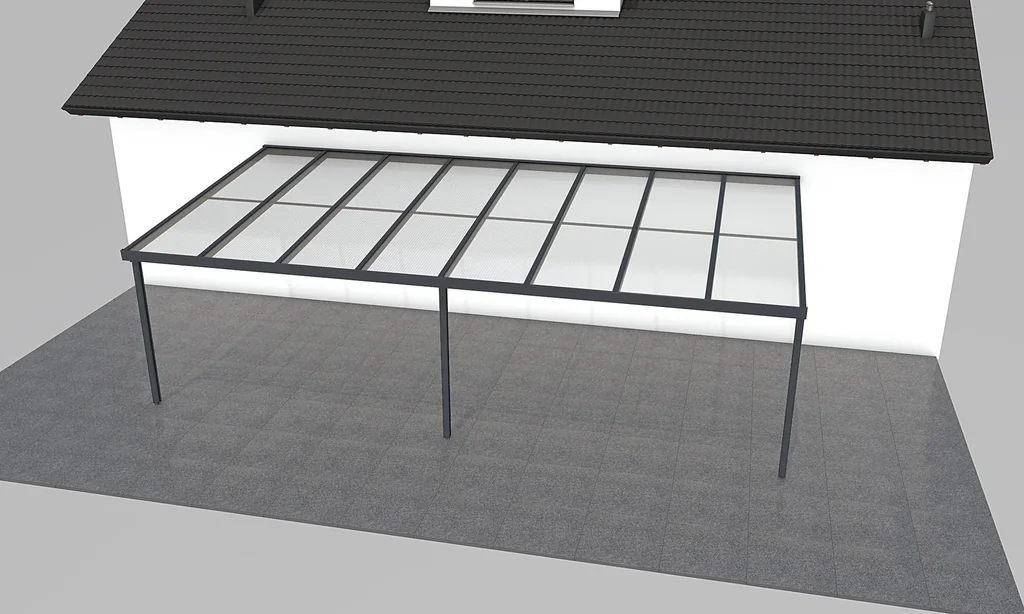 Terrassendach Premium, anthrazit, 8125 x 4060 mm - Acryl Stegplatten 16mm, klar
