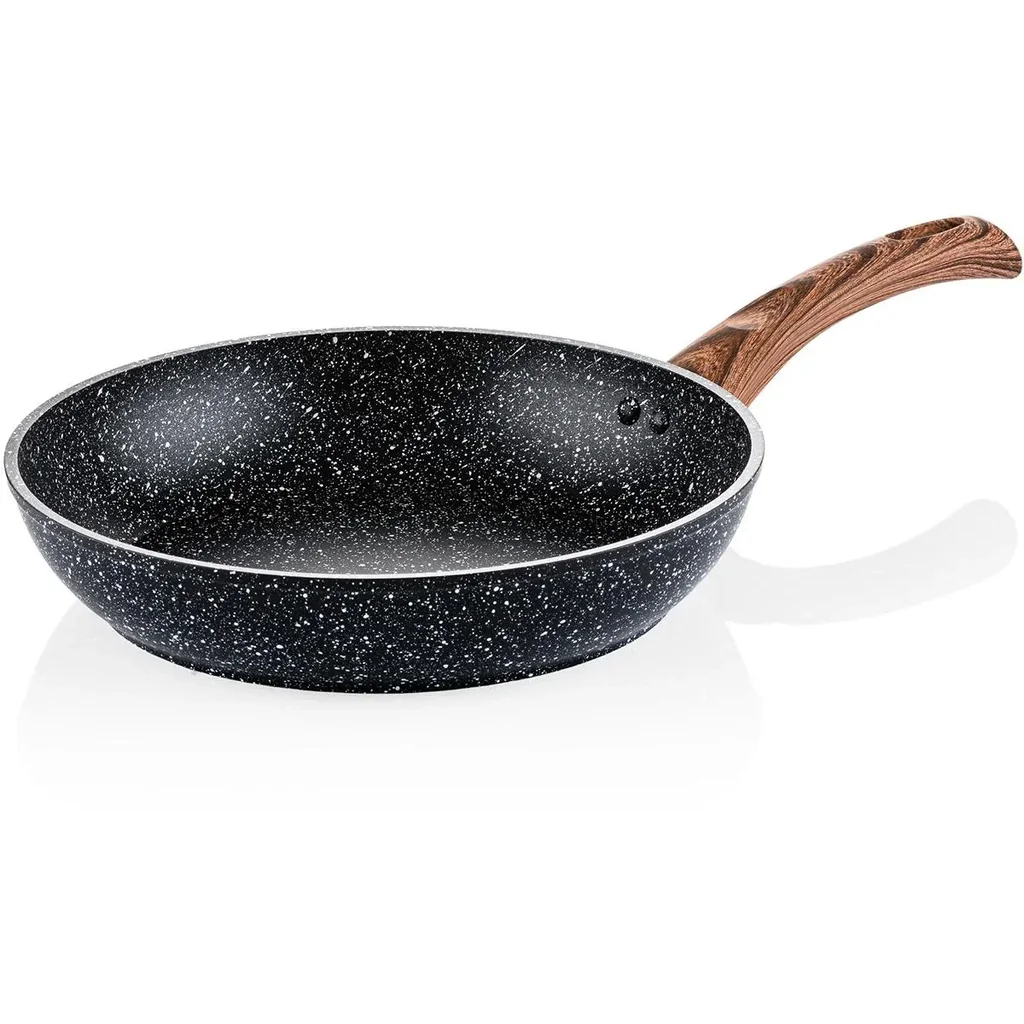 Bratpfanne Ø26 cm Schwarz Marmor Holz