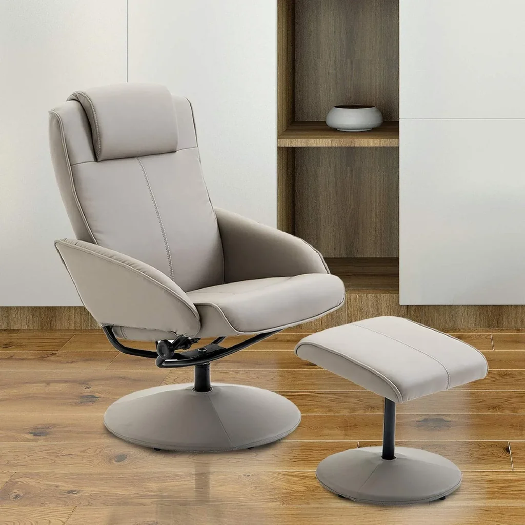 Relaxsessel Fernsehsessel Armsessel 360° drehbar mit Fußstütze Grau