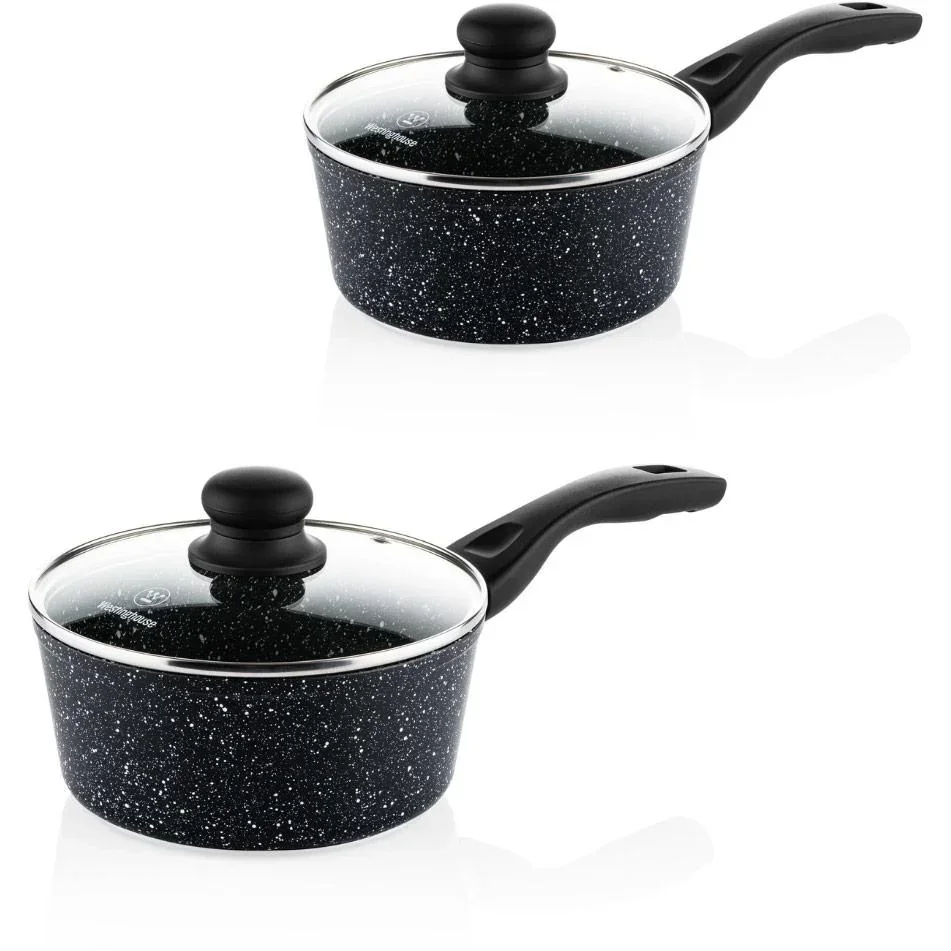 Schwarzer Marmor - Kochtopf 20 cm und Kochtopf 18 cm - Schwarz