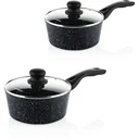 Schwarzer Marmor - Kochtopf 20 cm und Kochtopf 18 cm - Schwarz