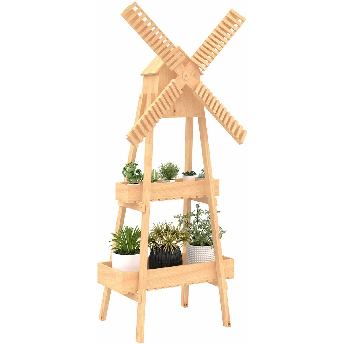 Pflanzenregal in Windmühlen Optik natur