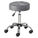 Salonstuhl mit Rädern Rollhocker höhenverstellbar drehbar Salon Hocker Samt-Touch Schaumstoff Chrom-Basis Grau 35 x 35 x