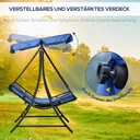 Schwingliege Hollywoodschaukel Gartenliege mit Dach für 2 Personen Stahl Blau 164 x 116 x 176cm