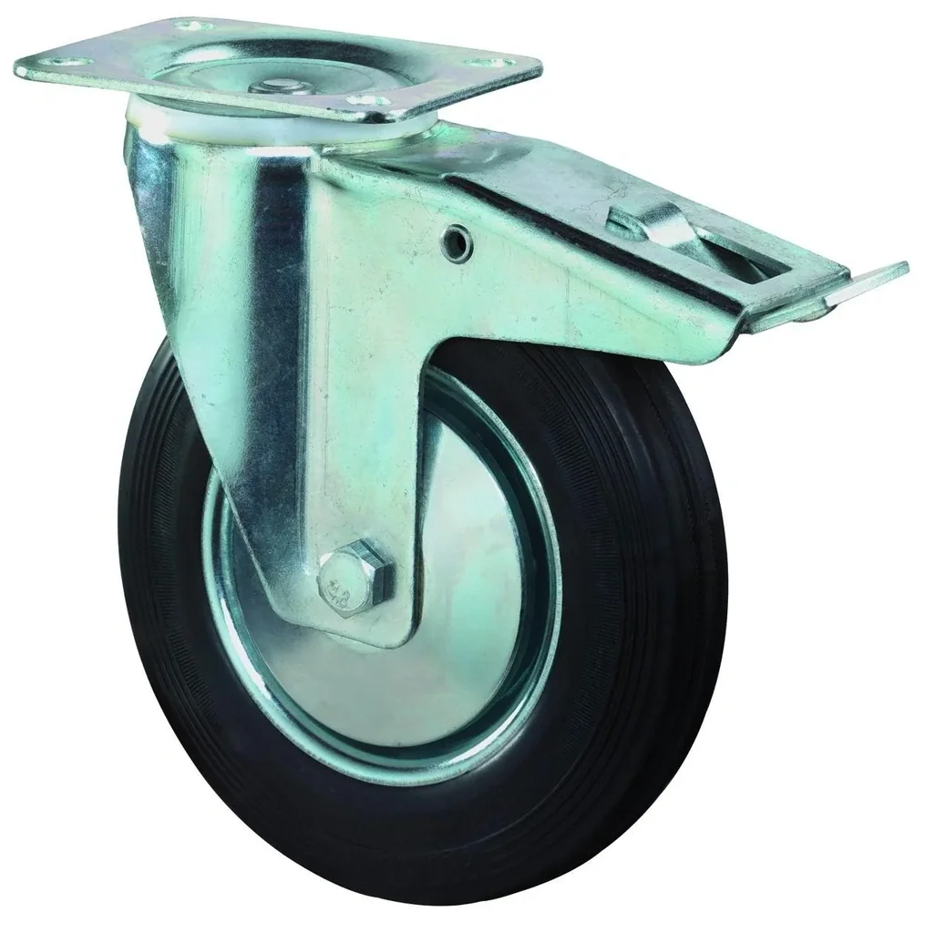 Lenkrolle mit Vollgummireifen + Feststeller, Durchmesser 125 mm