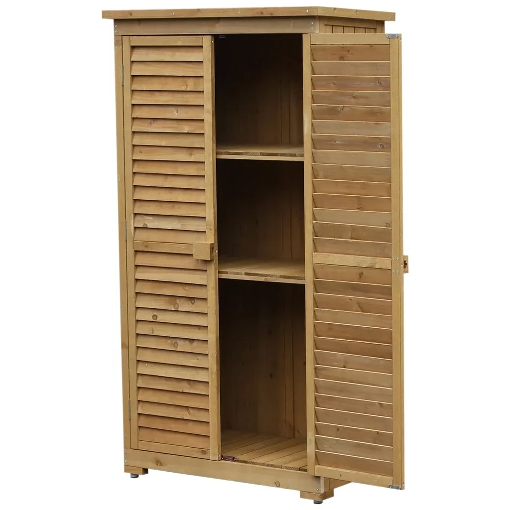Gartenschrank mit Lamellentüren natur