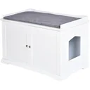 2in1 Katzentoilette mit Schublade und Deckel Weiß+Grau