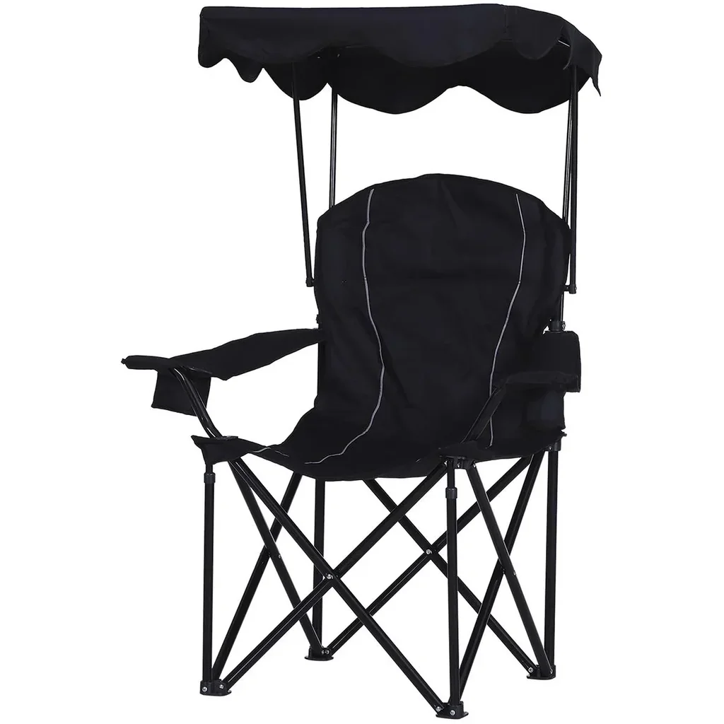 Campingstuhl mit Sonnenschutz schwarz