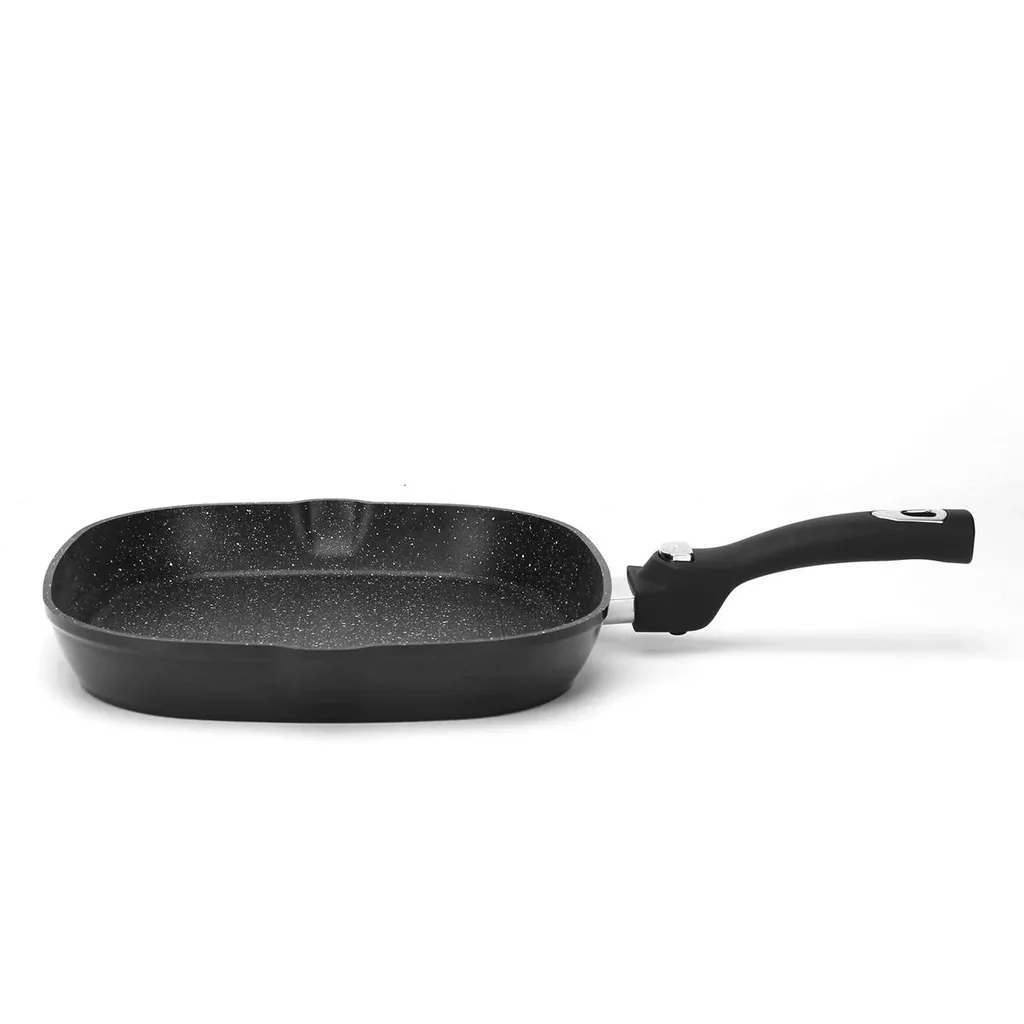 Grillpfanne - mit Deckel - 28cm - Schwarz