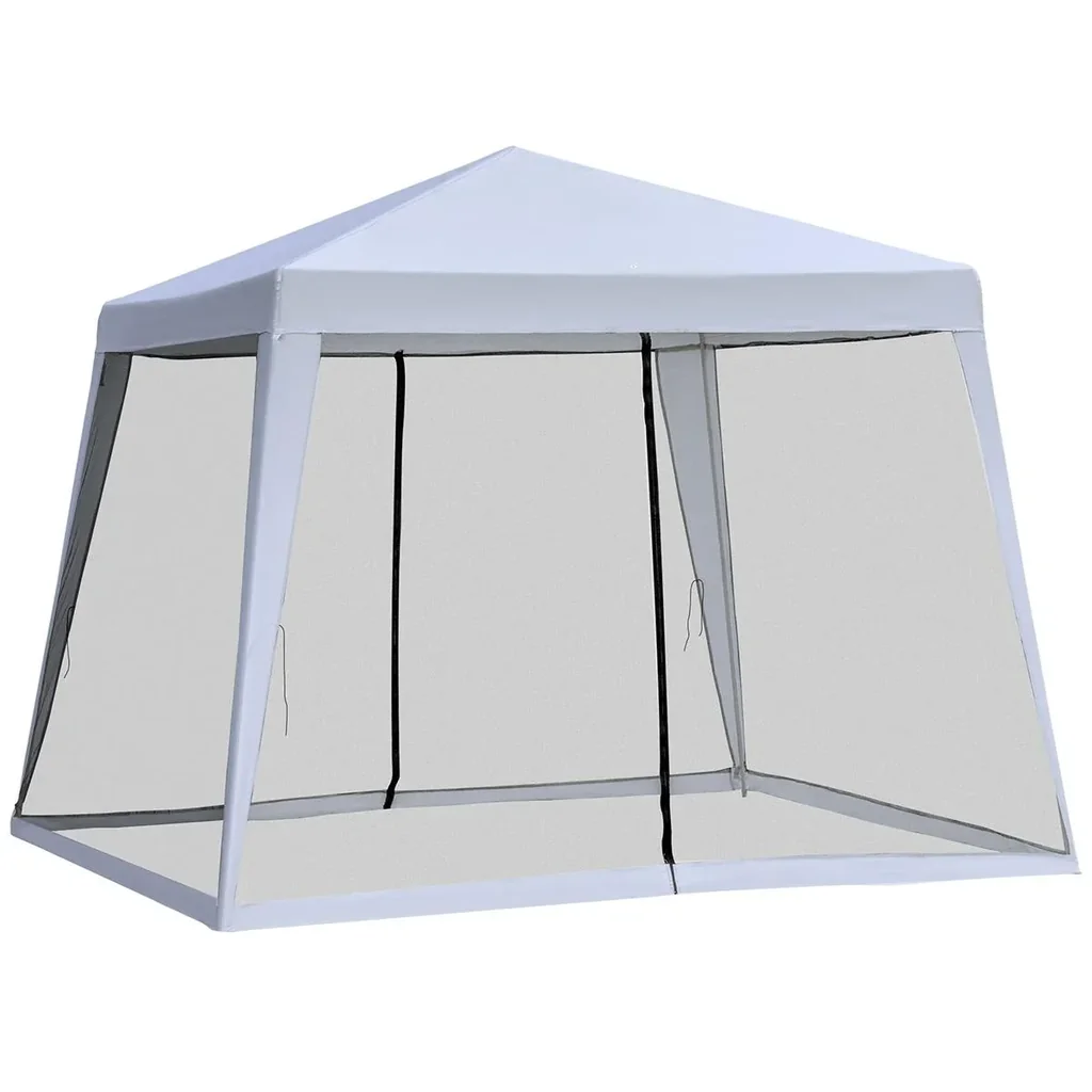 Gartenpavillon Pavillon Festzelt Partyzelt wetterfest Zelt mit Moskitonetz Metall + Polyester Grau 3 x 3 m