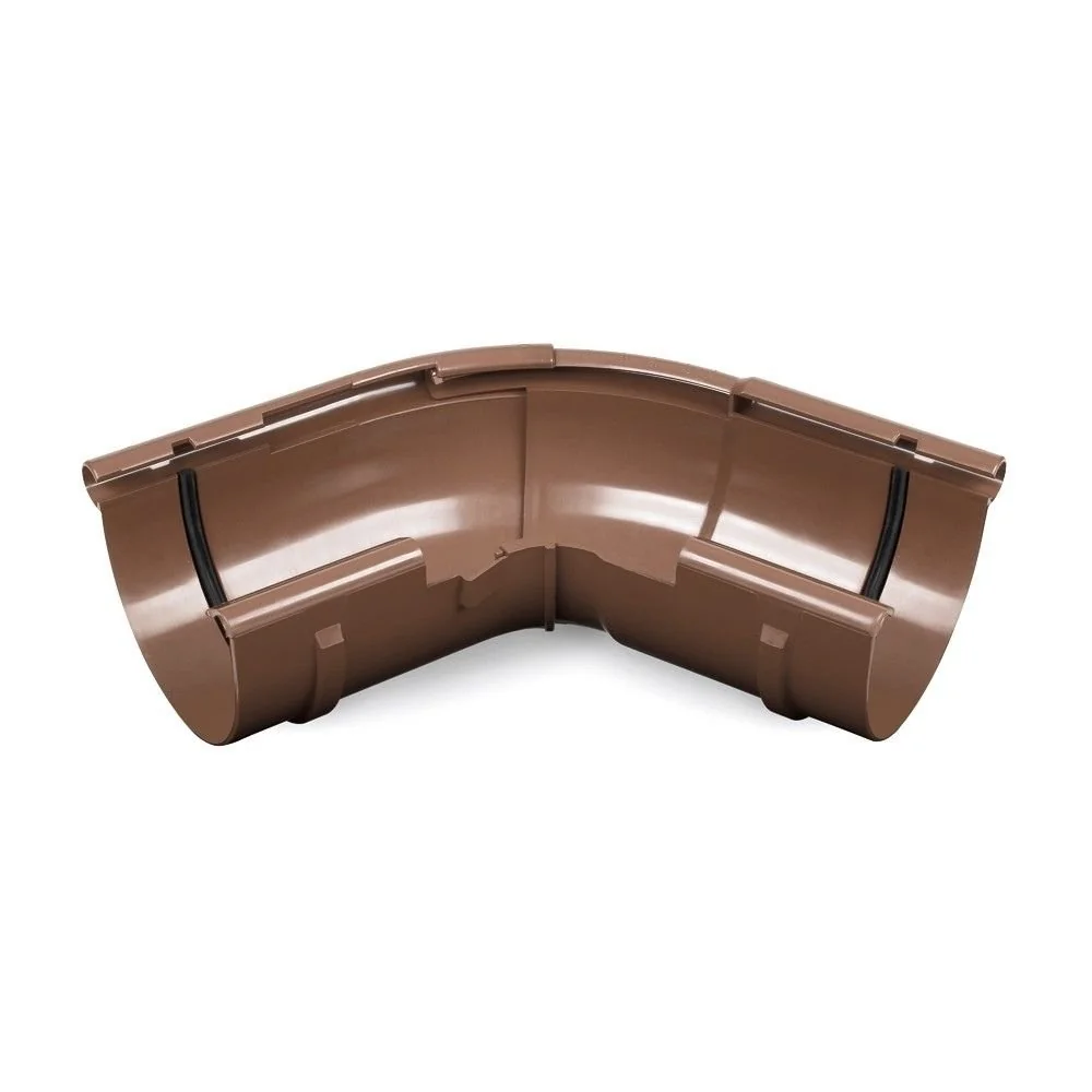 Dachrinne Außenecke, verstellbar 120°-145°, braun, System 75, PVC