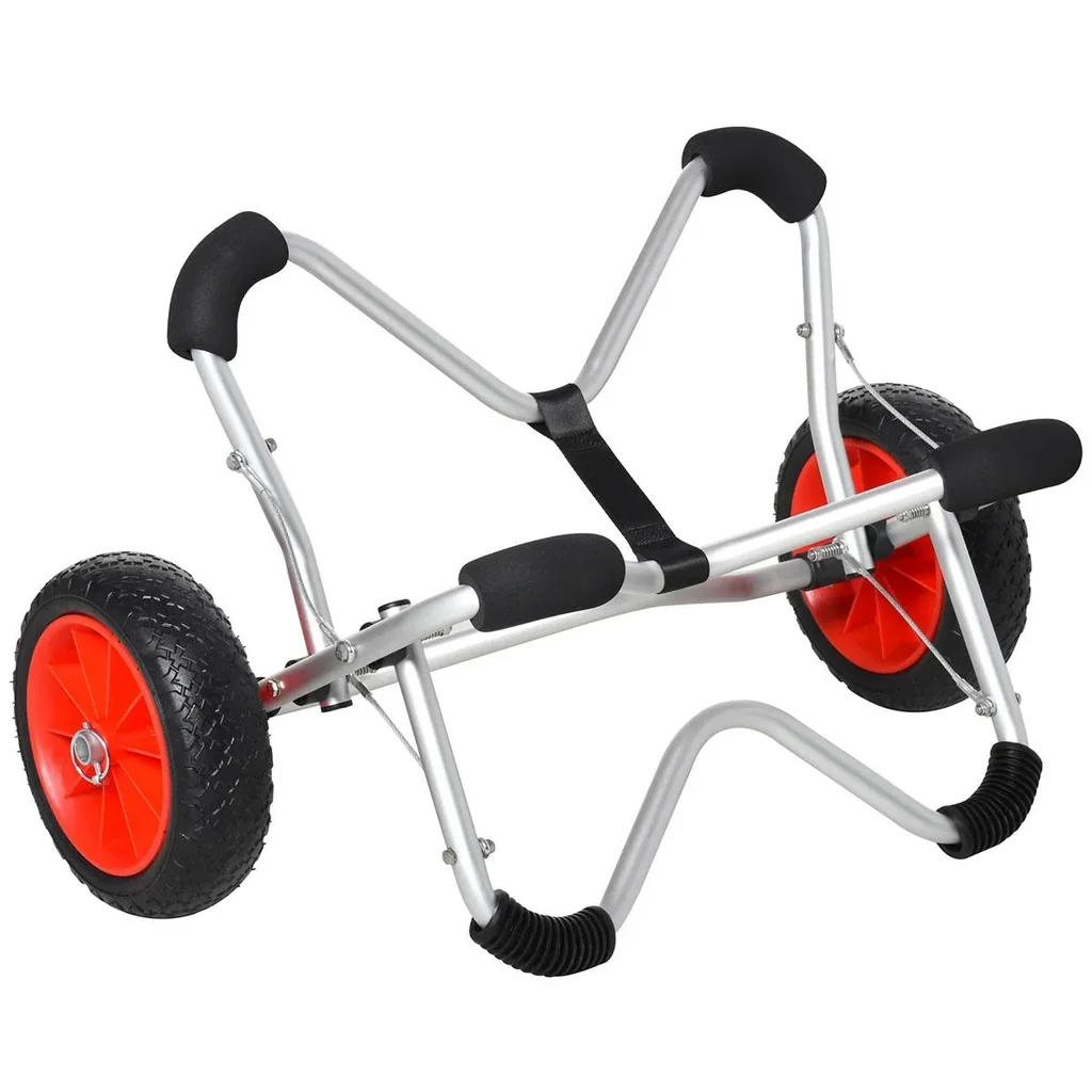 Kajakwagen Alu Bootswagen faltbare transportwagen PU-Reifen Silber 75 kg 75 x 43 x 46 cm