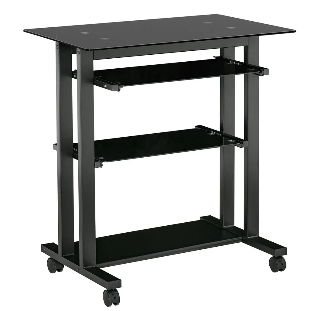 Computertisch Eckschreibtisch Winkelschreibtisch Schreibtisch Bürotisch PC moderner einfacher Stil Hartglas Eisenrohr Sc