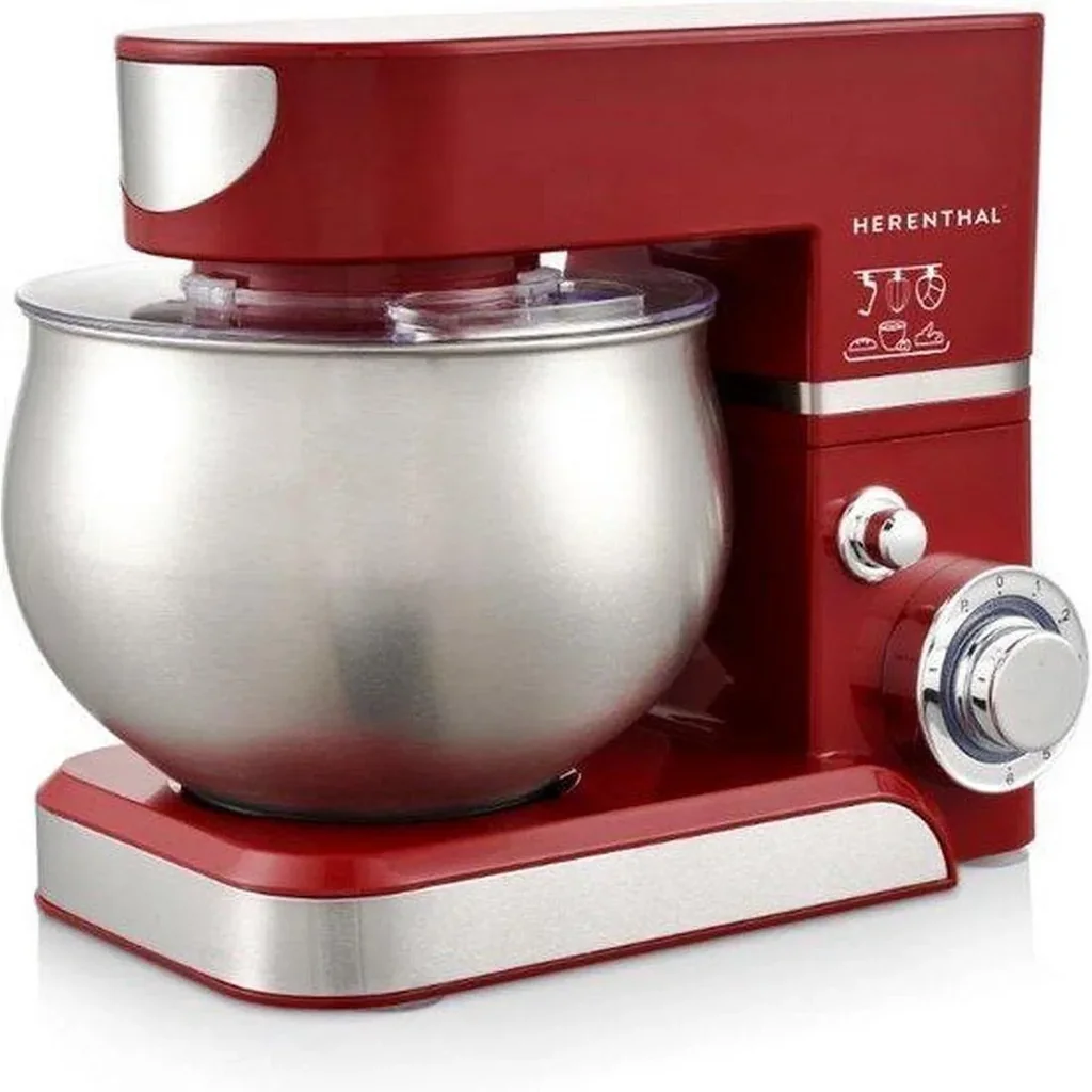 Herenthal Küchenmaschine PKM1000.472.1 - Standmixer - 1400 W - 5,0 Liter - Edelstahl - Rot