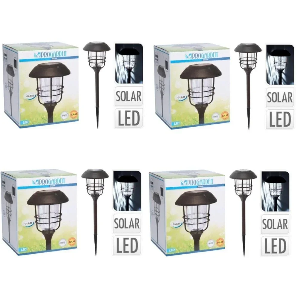 4x Progarden Solar-Gartenleuchte 170 x 58,5 cm alu mit Glas