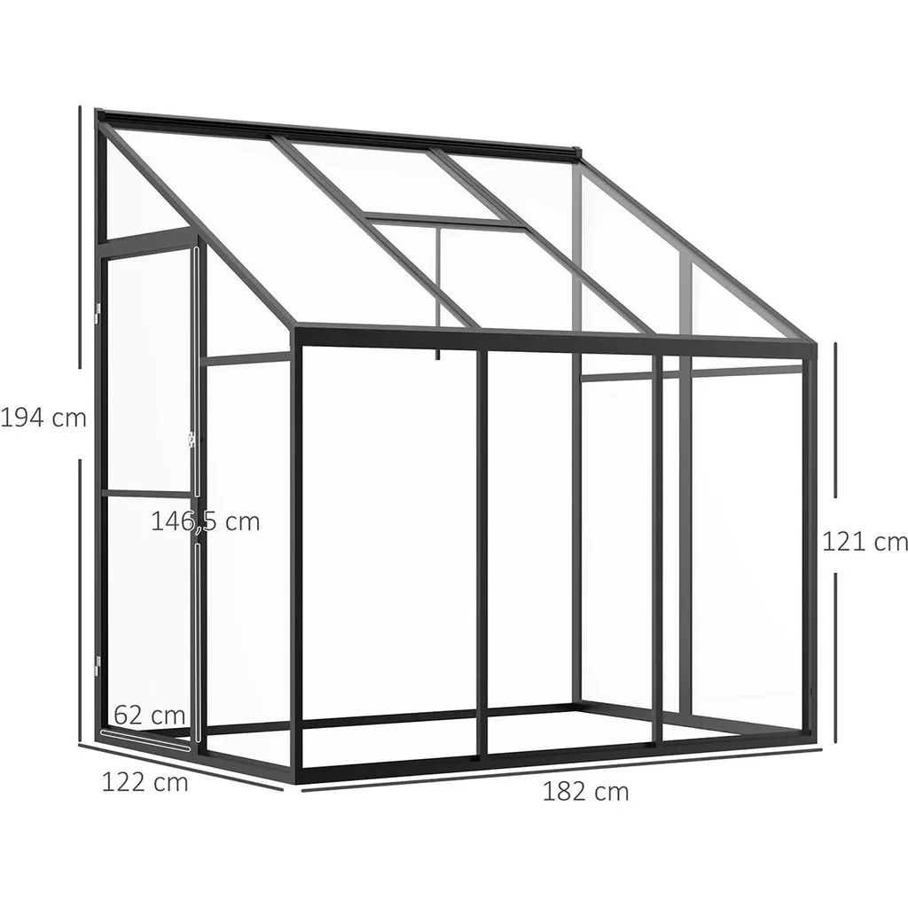Begehbares Gewächshaus transparent - 182 x 122 x 194 cm