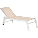 Sonnenliege, Gartenliege, 5-stufige Rückenlehne, Aluminium, Cremeweiß, 169 x 65 x 102 cm