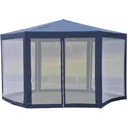 Pavillon Gartenpavillon 6-eckig blau 3,9m x 3,9m