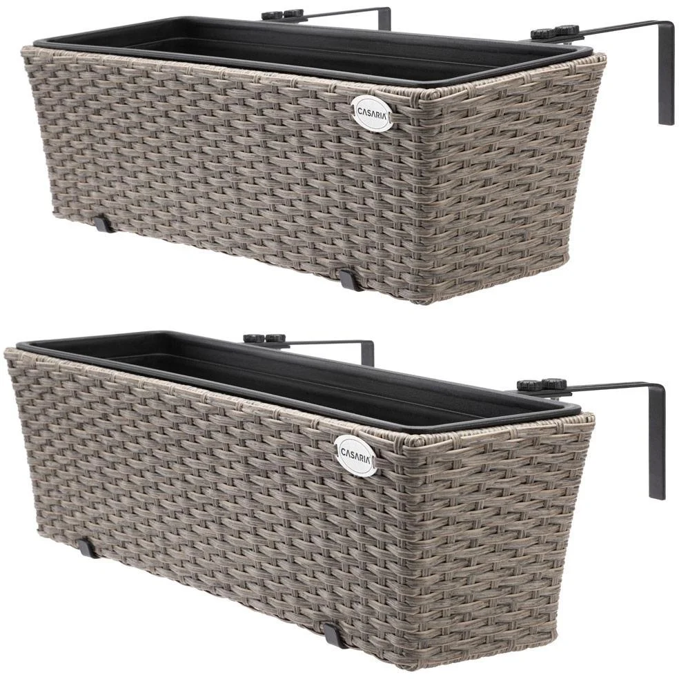 2x Rattan Balkonpflanzer creme