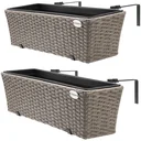 2x Rattan Balkonpflanzer creme