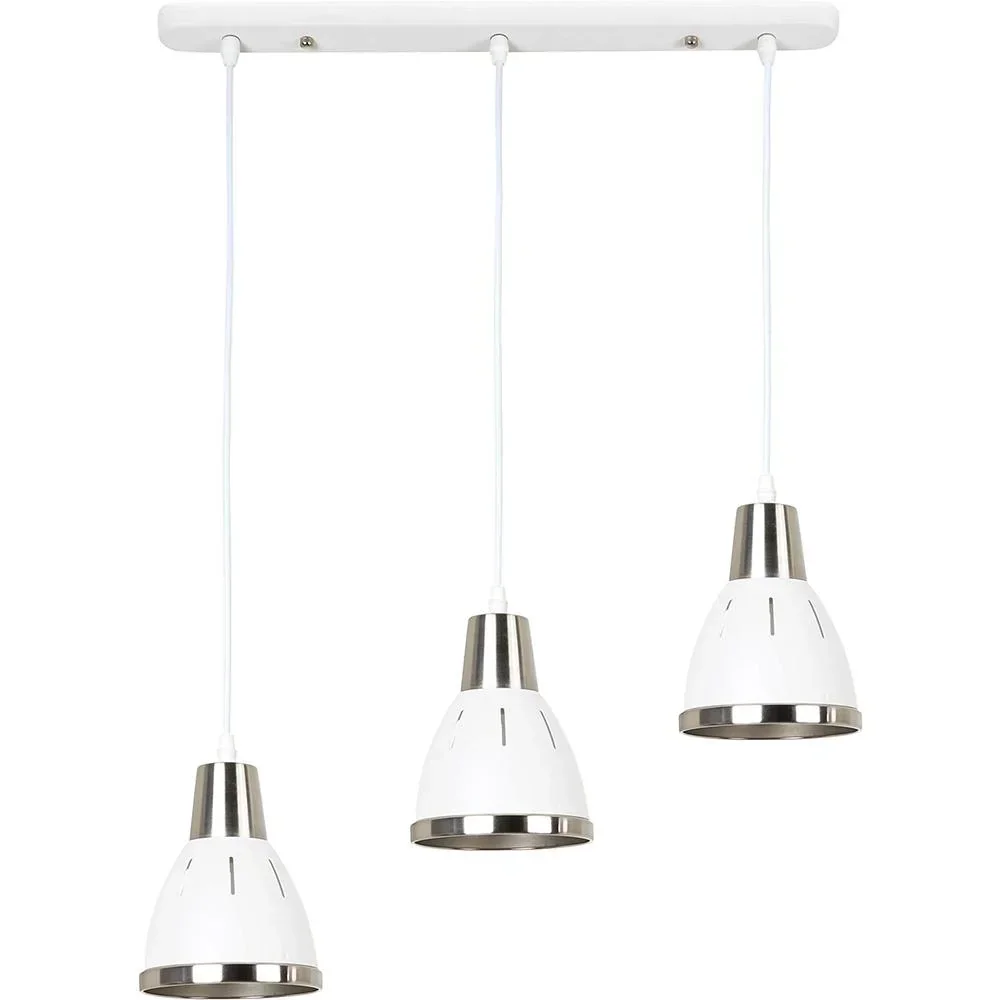 3er Hängeleuchte Deckenstrahler Industrie Vintage E27 40W Küche Bar Metall weiß ?13 x H16 cm (ohne Birne)