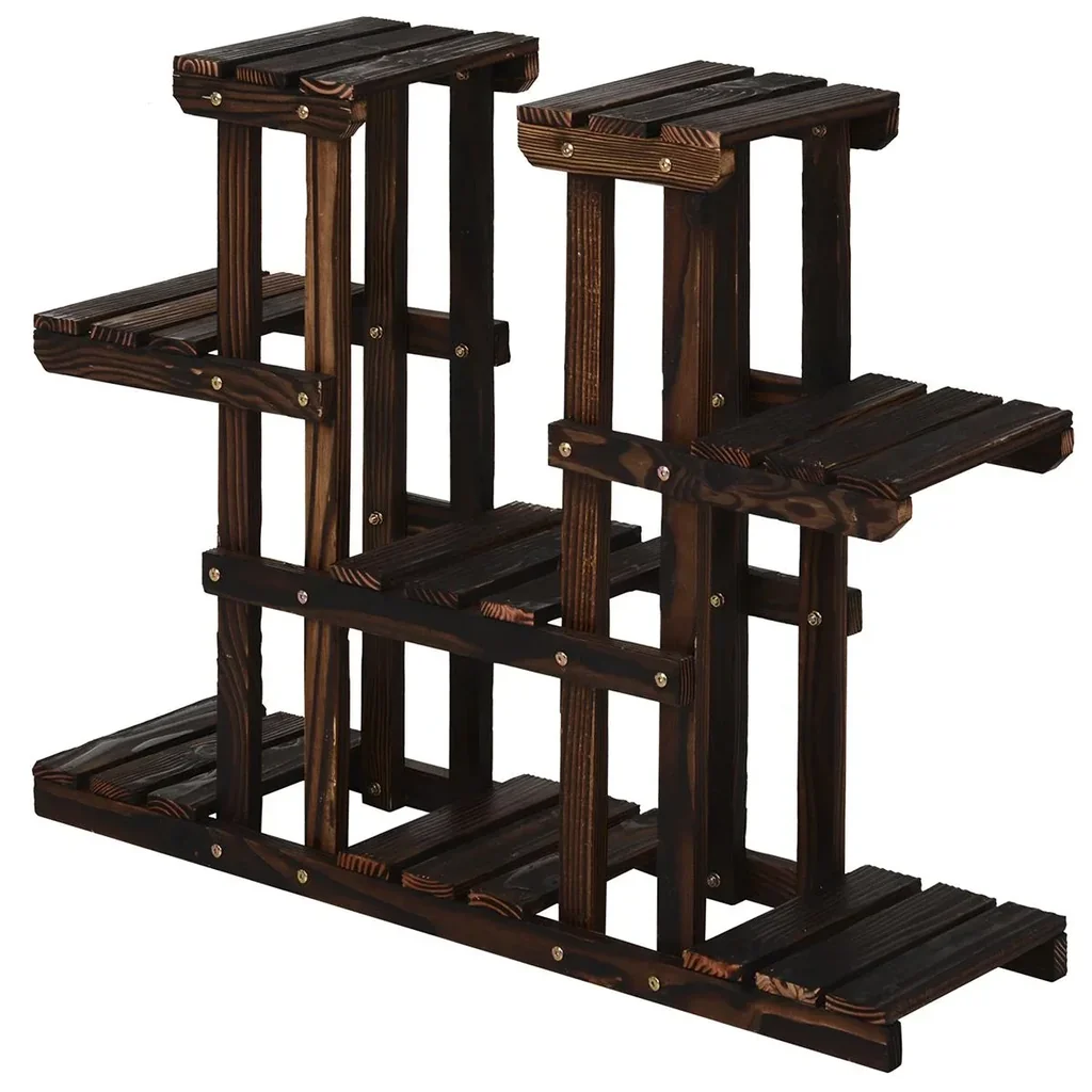 Vierstufiges Blumenregal dunkelbraun