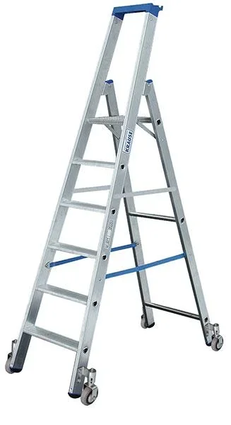 Alu Stufen Stehleiter mit 4 Stufen, Leiter fahrbar