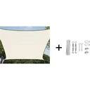 Schattentuch / Sonnensegel inklusive Perel-Befestigungskit - Rechteck - 2 x 3m - Creme