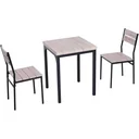 Esstisch-Set mit 1 Tisch und 2 Stühlen Naturholzoptik/schwarz