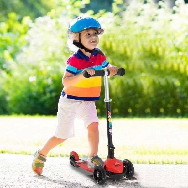 Tretroller Scooter Kinderroller 3 Räder Rot