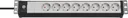 Steckdosenleiste Premium-Line 8-fach, 19" Format ideal für Serverschränke, ohne Schalter, schwarz/grau