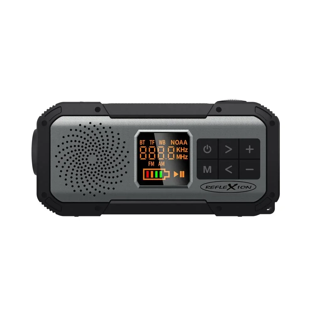 Notfall Outdoor Solarkurbelradio mit SOS Taschenlampe, UKW, Bluetooth, Akku