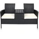 Gartenbank/ Love Bench mit Box/ Tisch mit Sitzpolstern 143x64x88cm - Schwarz