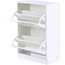 Schuhschrank Schuhkipper mit 2 Klappen 10 12 Paar Spannplatte Weiß 60 x 24 x 80 cm