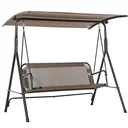 2-Sitzer Hollywoodschaukel Schaukelstuhl Outdoor Gartenliege UV-beständig Hochwertiges Metallrohr winkeleinstellbar Brau